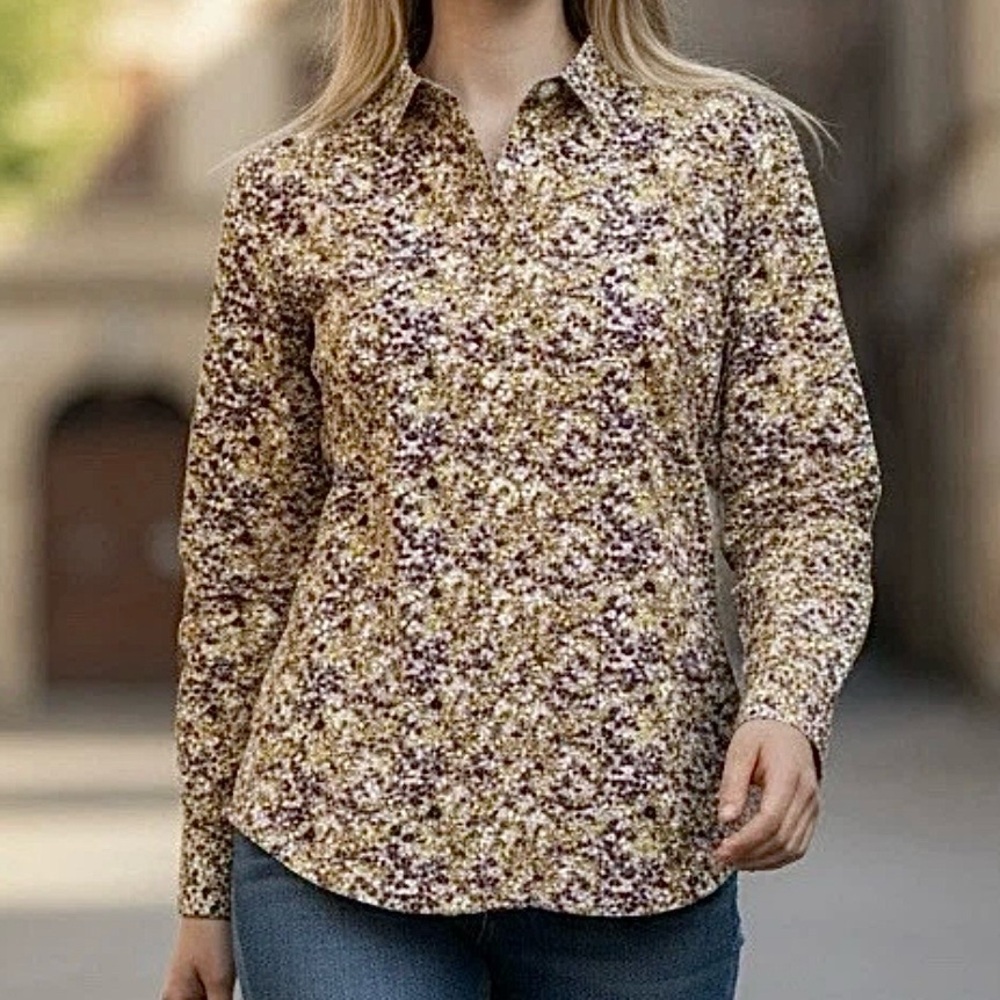 NWT Orvis Women’s Top Floral Long Sleeve Button Down Shirt Size 18 / XL Vtg